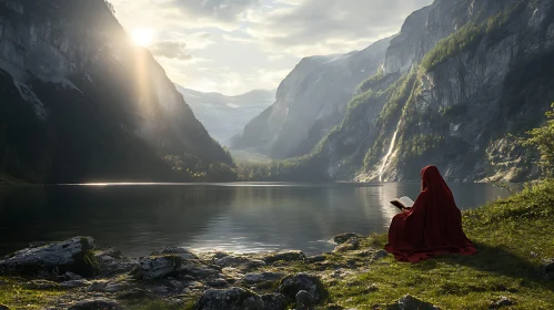 Red Robe Reader at Mountain Lake