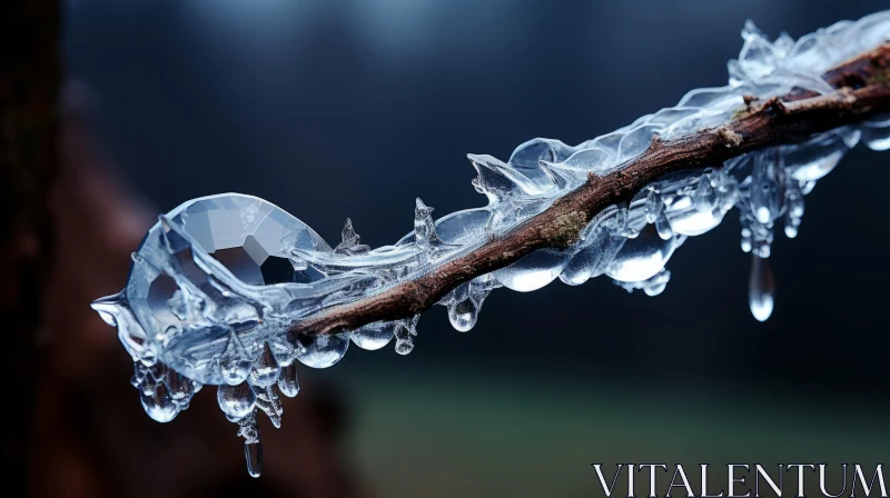 Icy Nature: Icicles on Tree Branches AI Image