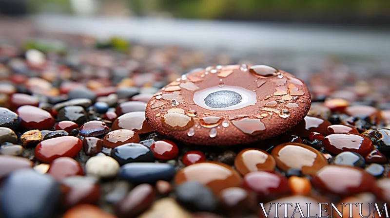 AI ART Terracotta Medallion Style Rock Amidst Gravel with Neo-Concrete Art Influence