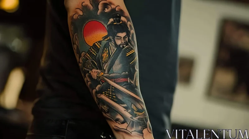 Warrior Ink: Samurai Tattoo Design AI Image