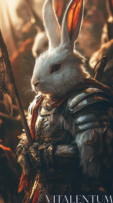 AI ART Rabbit Warrior in Shining Armor