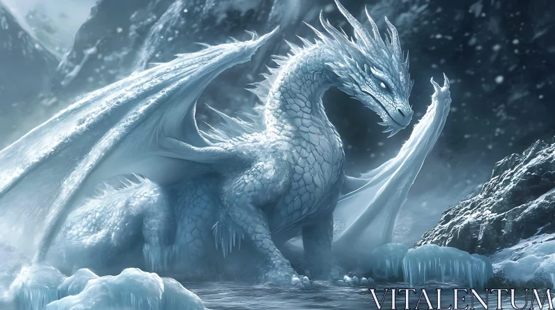 AI ART Winter Dragon's Domain