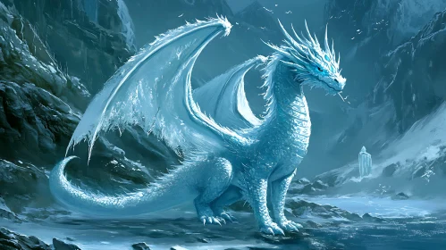 Frozen Dragon in a Wintery Landscape