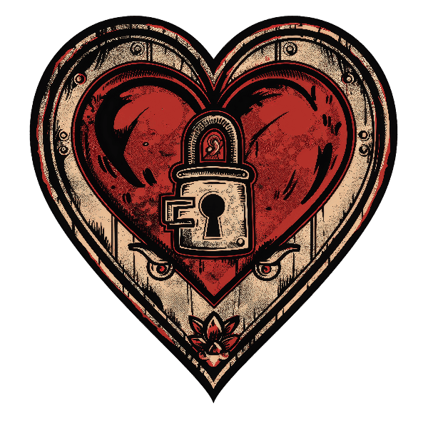 Heart with Lock Art for Apparel POD Design