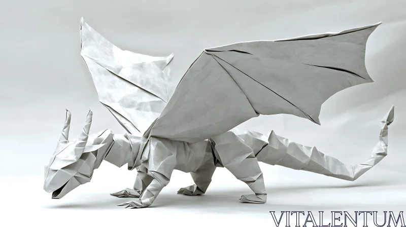 AI ART Monochrome Paper Dragon Sculpture