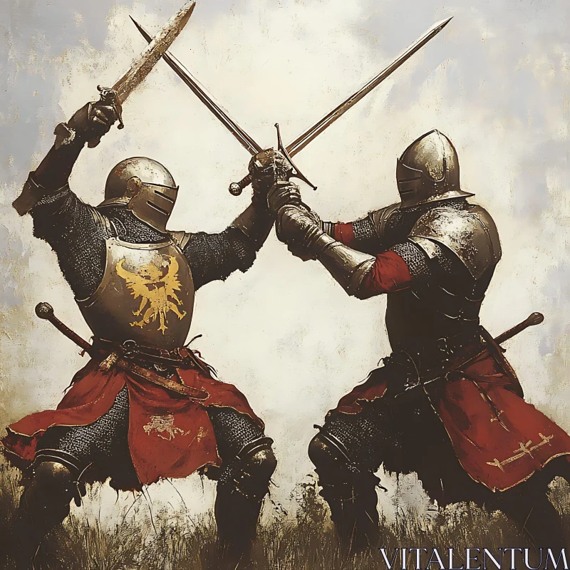 AI ART Knights in Combat: A Medieval Scene