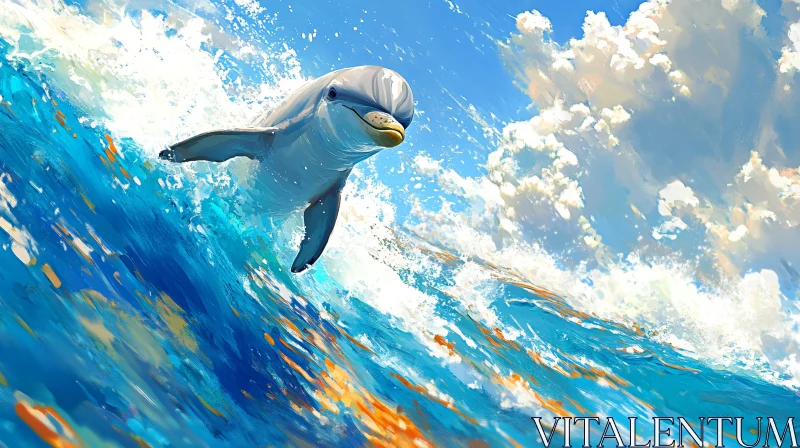 Dolphin in Ocean Art AI Image