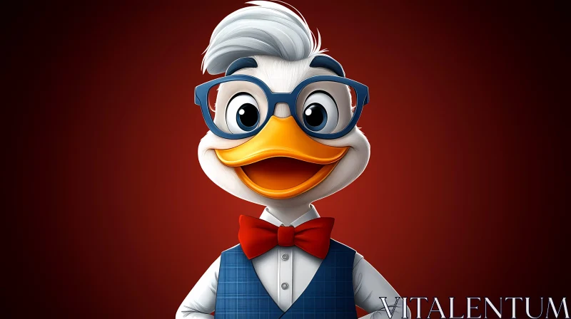 Stylish Animated Duck Portrait AI Image