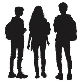 Teenage Students Silhouette