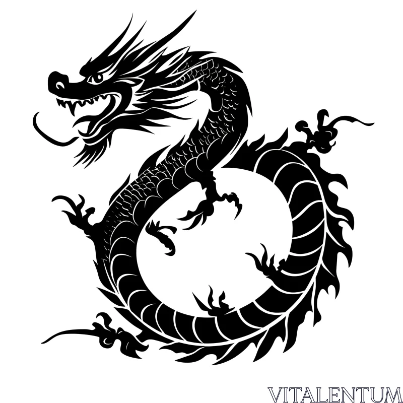 AI ART Dragon Silhouette Art: Mythical Black Dragon