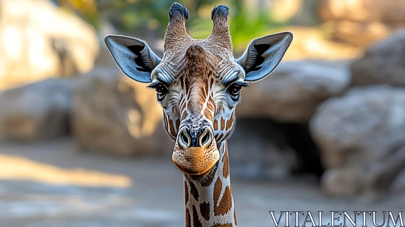 Giraffe Portrait in Natural Habitat AI Image