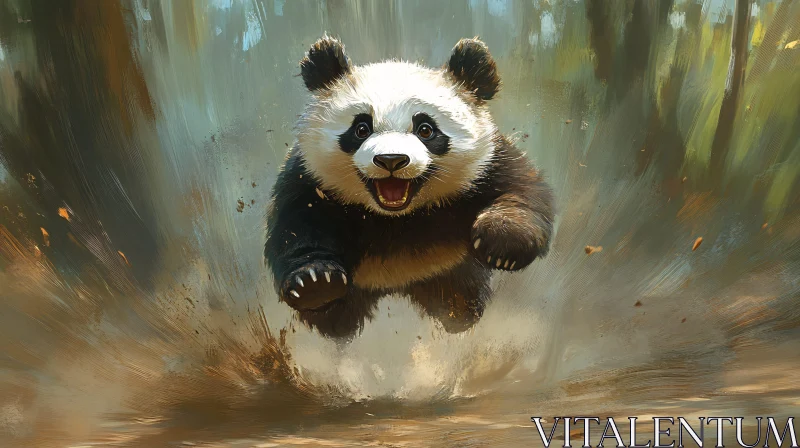 Playful Panda in the Wild AI Image