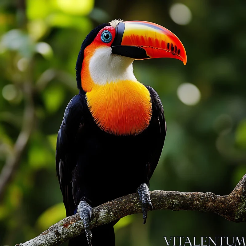 Exotic Toucan Bird on Tree Branch AI Image