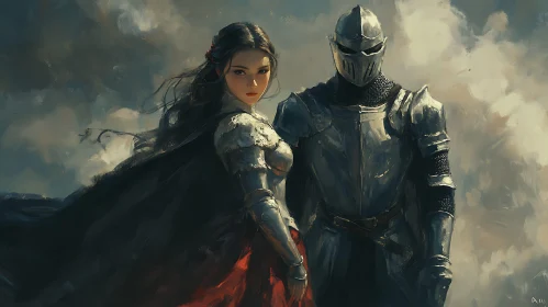 Armored Knight with a Lady Companion