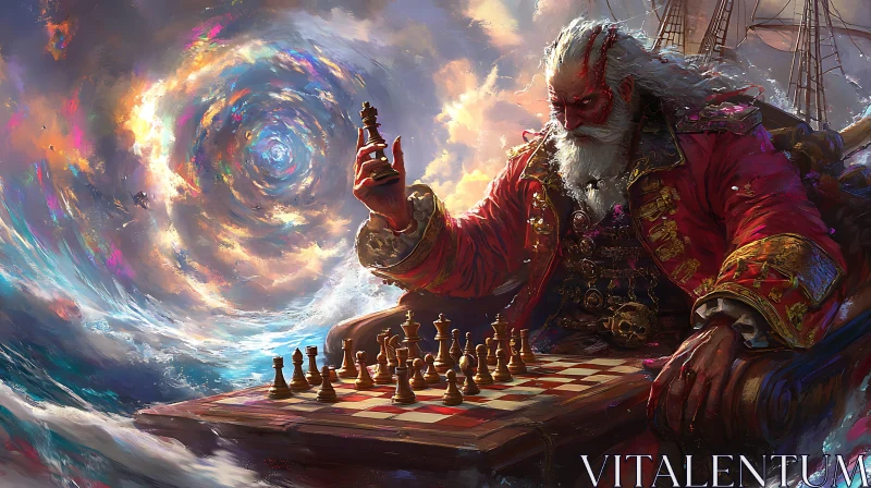 Chess Game at The Edge of The World AI Image