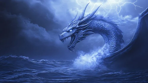 Blue Dragon Rising from the Ocean