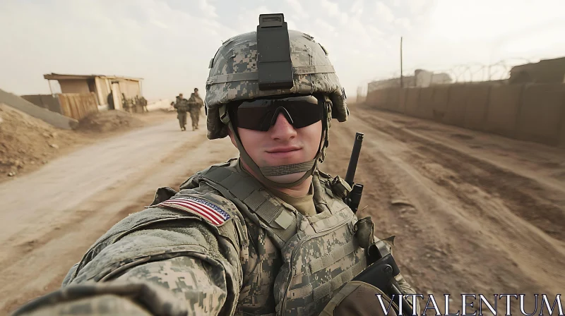 American Soldier Selfie in Desert AI Image