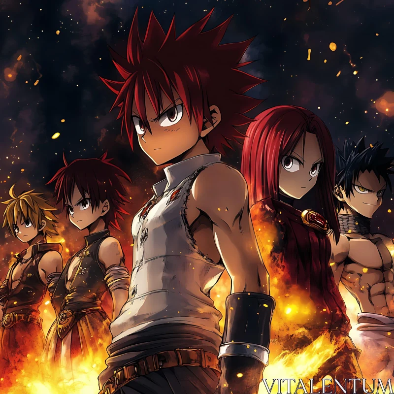 AI ART Anime Characters in Fire