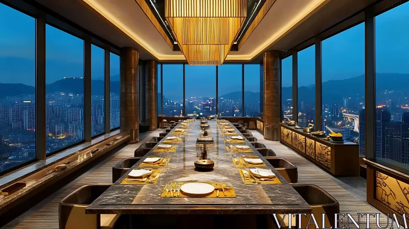 Luxury Dining Room with City View AI Image