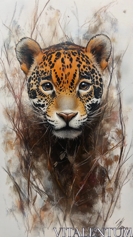 AI ART Wildlife Art: Leopard in Branches