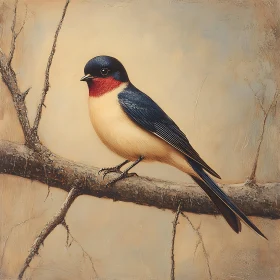 Artistic Swallow Portrait on Branch