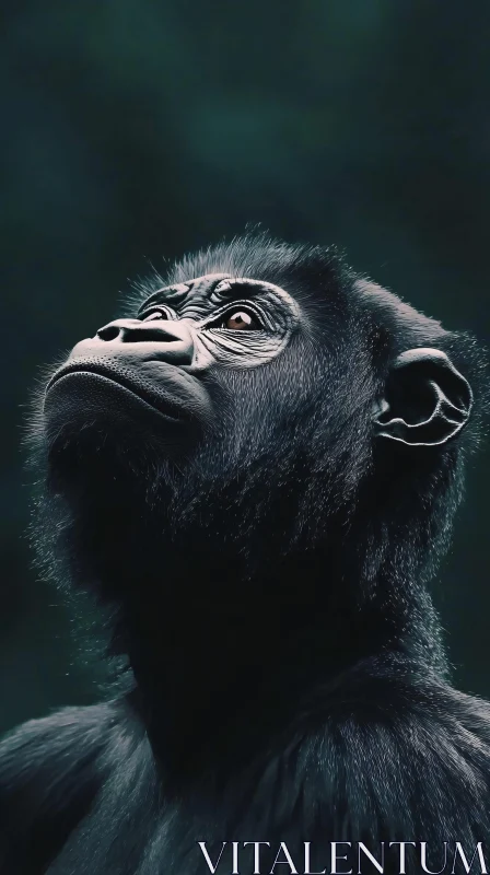 Gorilla Gazing Upwards AI Image