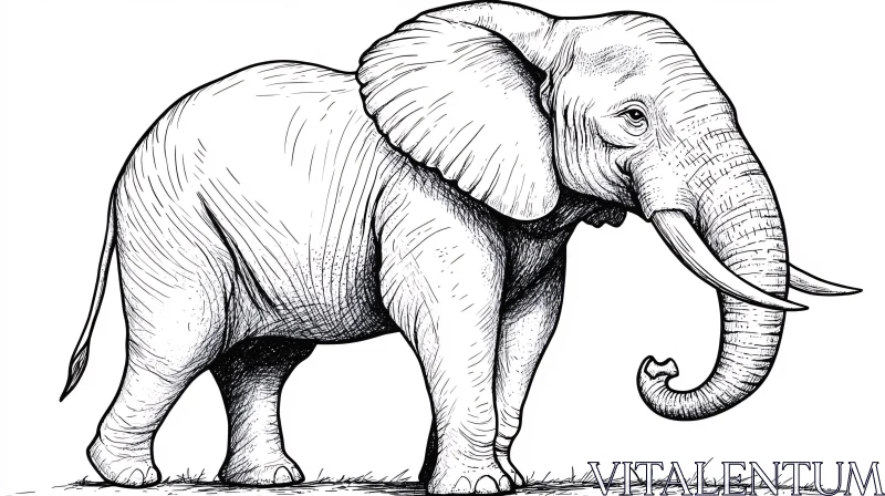 Majestic Elephant Illustration AI Image