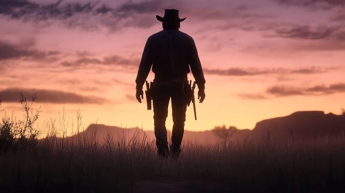 Western Cowboy at Dusk