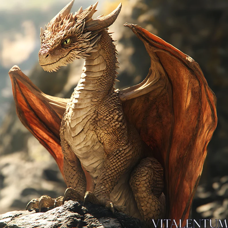 AI ART Fantasy Dragon on Mountain Ledge