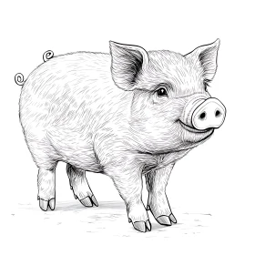 Artistic Pig Illustration in Black and White