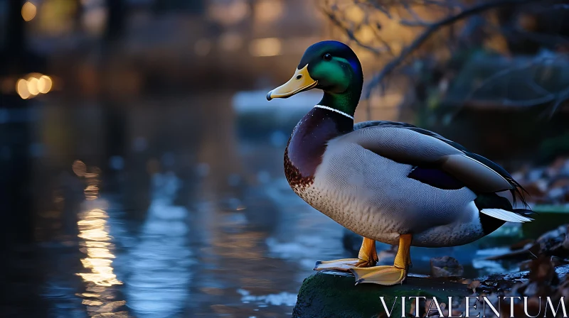 Duck Portrait Near the Lake AI Image