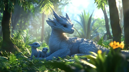 Fantasy Dragon with Babies
