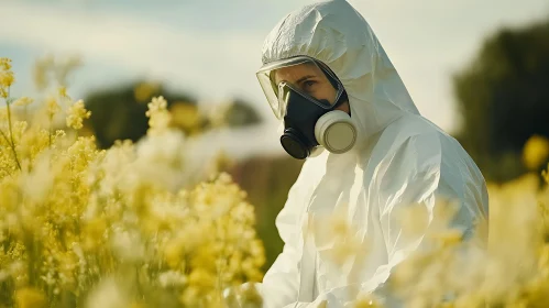 Person in Protective Gear in Nature
