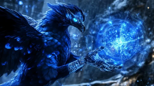 Blue Bird with Glowing Orb