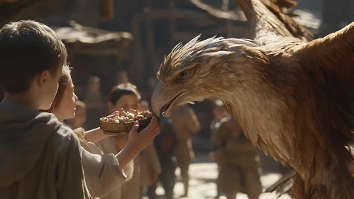 Children Feeding a Griffin