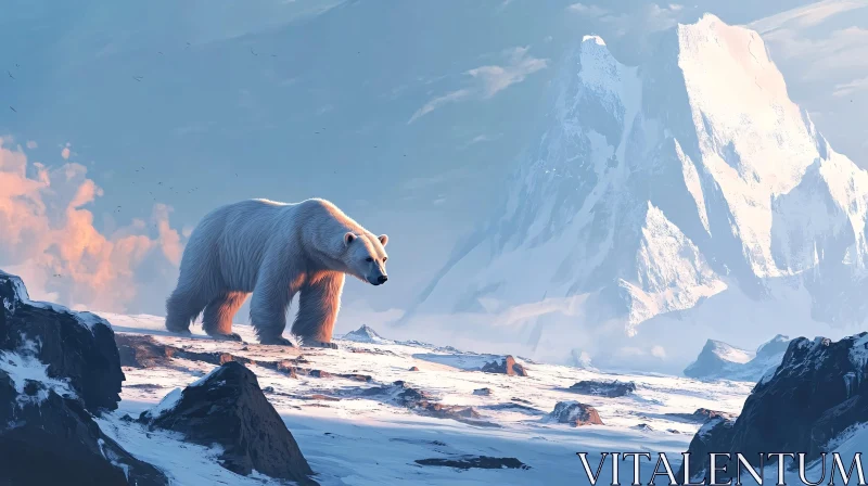 AI ART White Bear in Arctic Wilderness