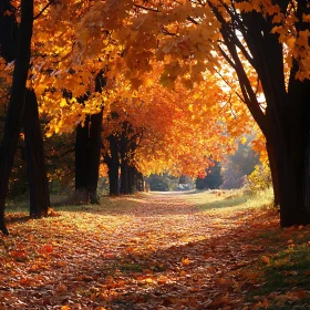 Autumnal Tree-Lined Path