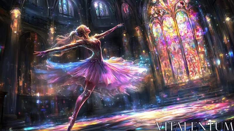 Ethereal Ballet Performance in Colorful Light AI Image