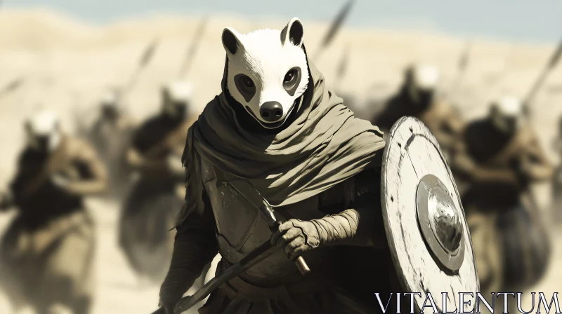 Anthropomorphic Warrior with Shield AI Image