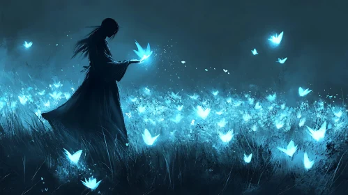 Glowing Butterflies in the Night Field