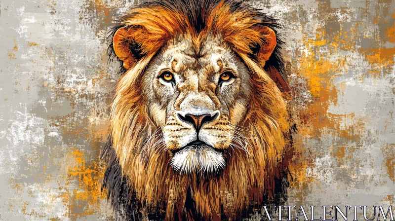 AI ART Textured Digital Lion Portrait