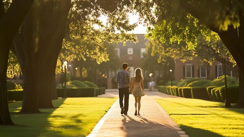 Couple Stroll in Park