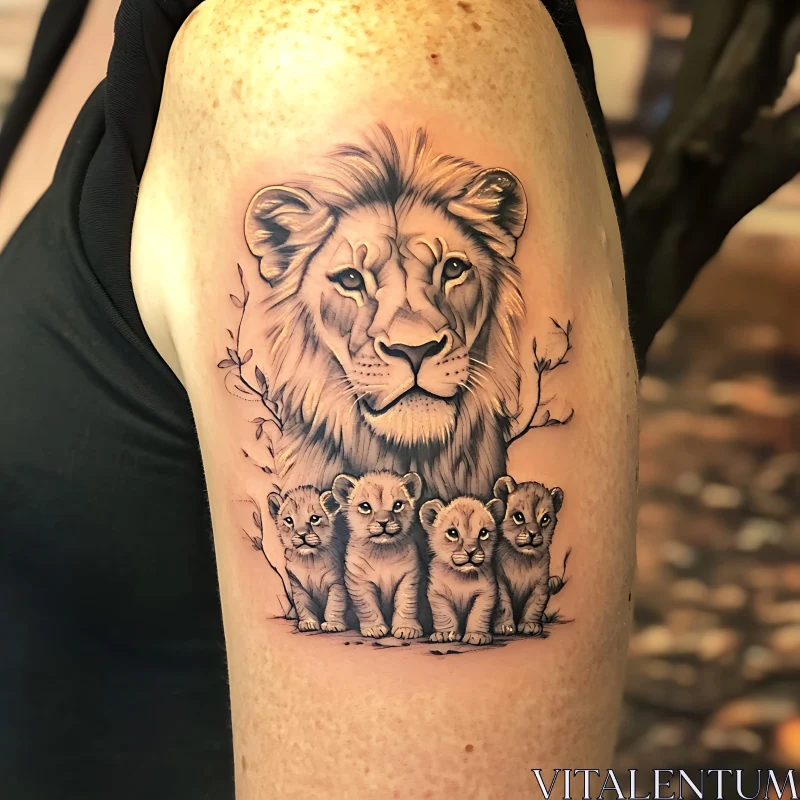 AI ART Lion Family Ink