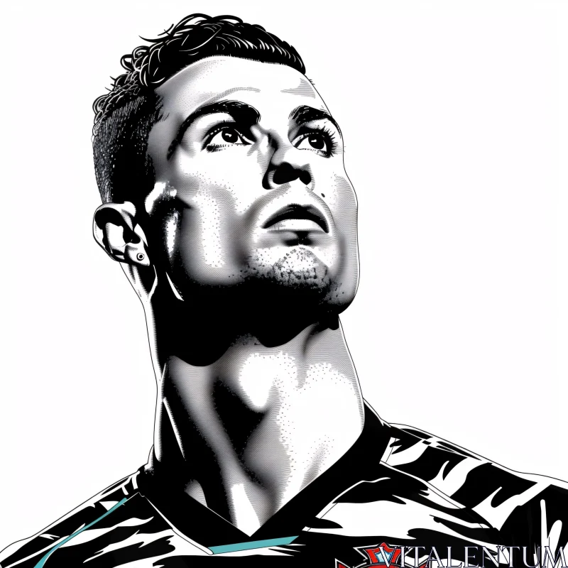 AI ART Inspirational Cristiano Ronaldo Monochrome Art