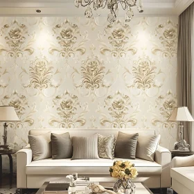 Luxurious Interior Decor with Floral Wallpaper