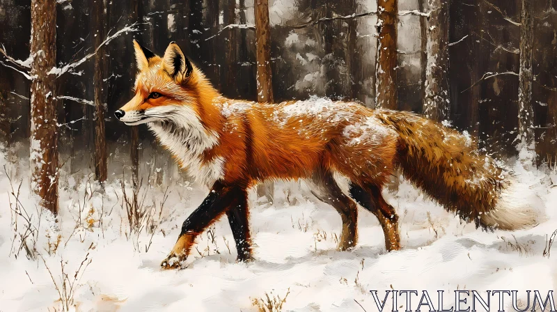 Wild Fox in Winter Landscape AI Image