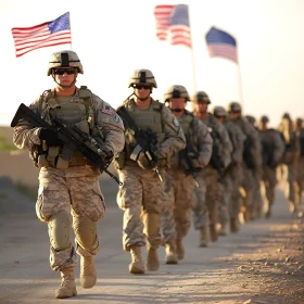 March of the Brave: Soldiers with Flags