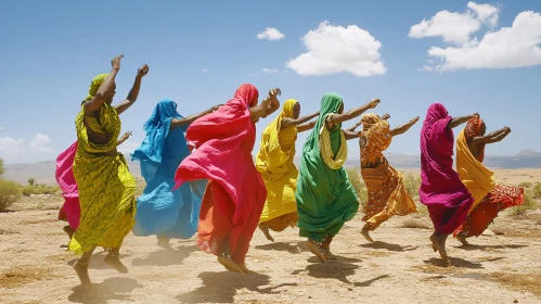 Women Dancing in Colorful Dresses