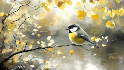 Colorful Bird in Autumn Setting