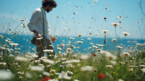 A Dreamy Walk Through a Wildflower Field near the Ocean